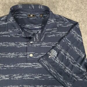 FootJoy‎ Polo Shirt Mens Large Blue Space Dye Stripe Short Sleeve Golf Tee